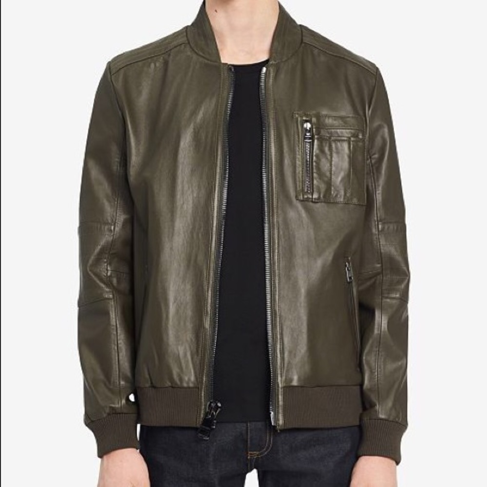 NWT Calvin Klein Green Leather Jacket BRAND NEW